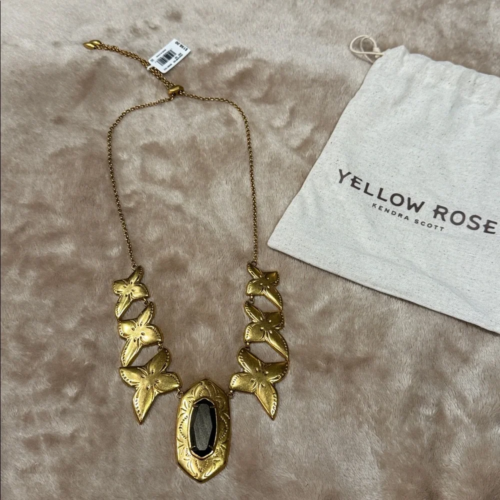 Kendra Scott Keziah Vintage Gold Statement Necklace in Golden Obsidian - Picture 3 of 6